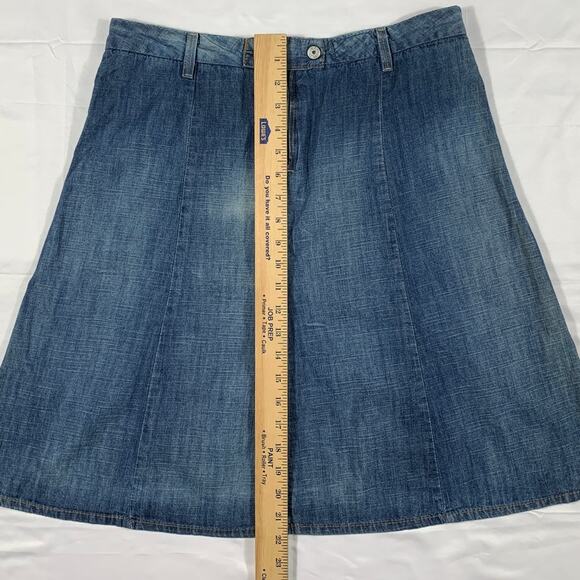 H&M Label of Graded Goods Denim Jean Skirt Patchwork Size 8 Boho Prairie Button - Picture 4 of 11